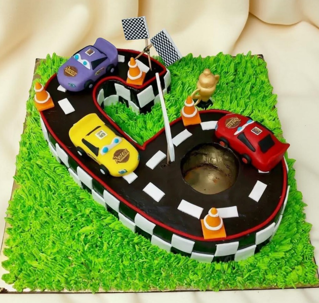 Racing Track Number 6 Birthday Cake