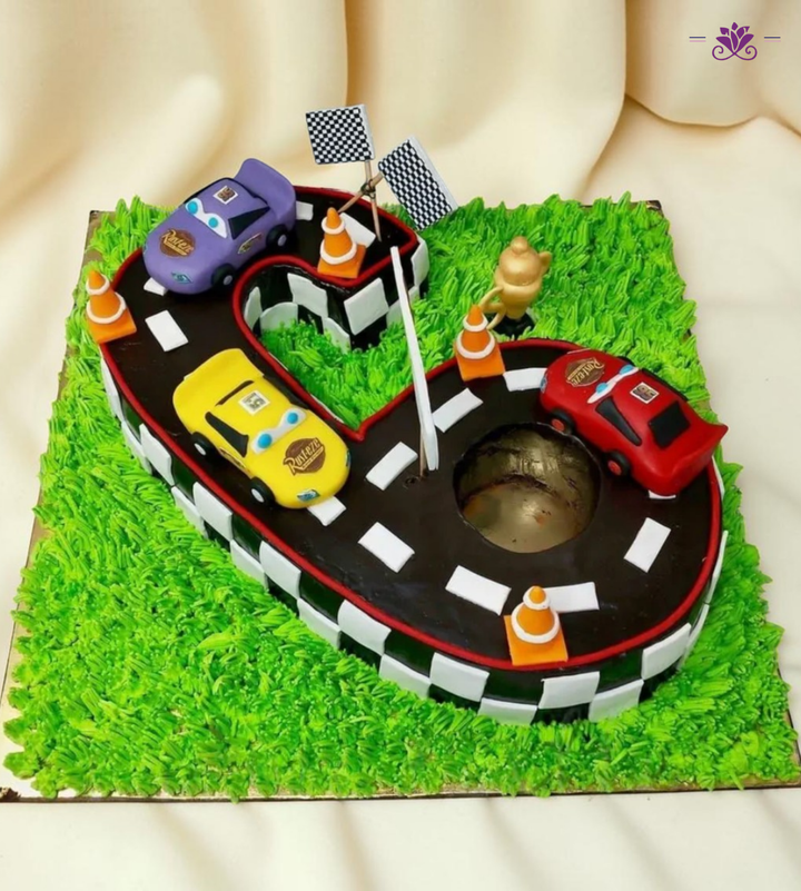 Racing Track Number 6 Birthday Cake