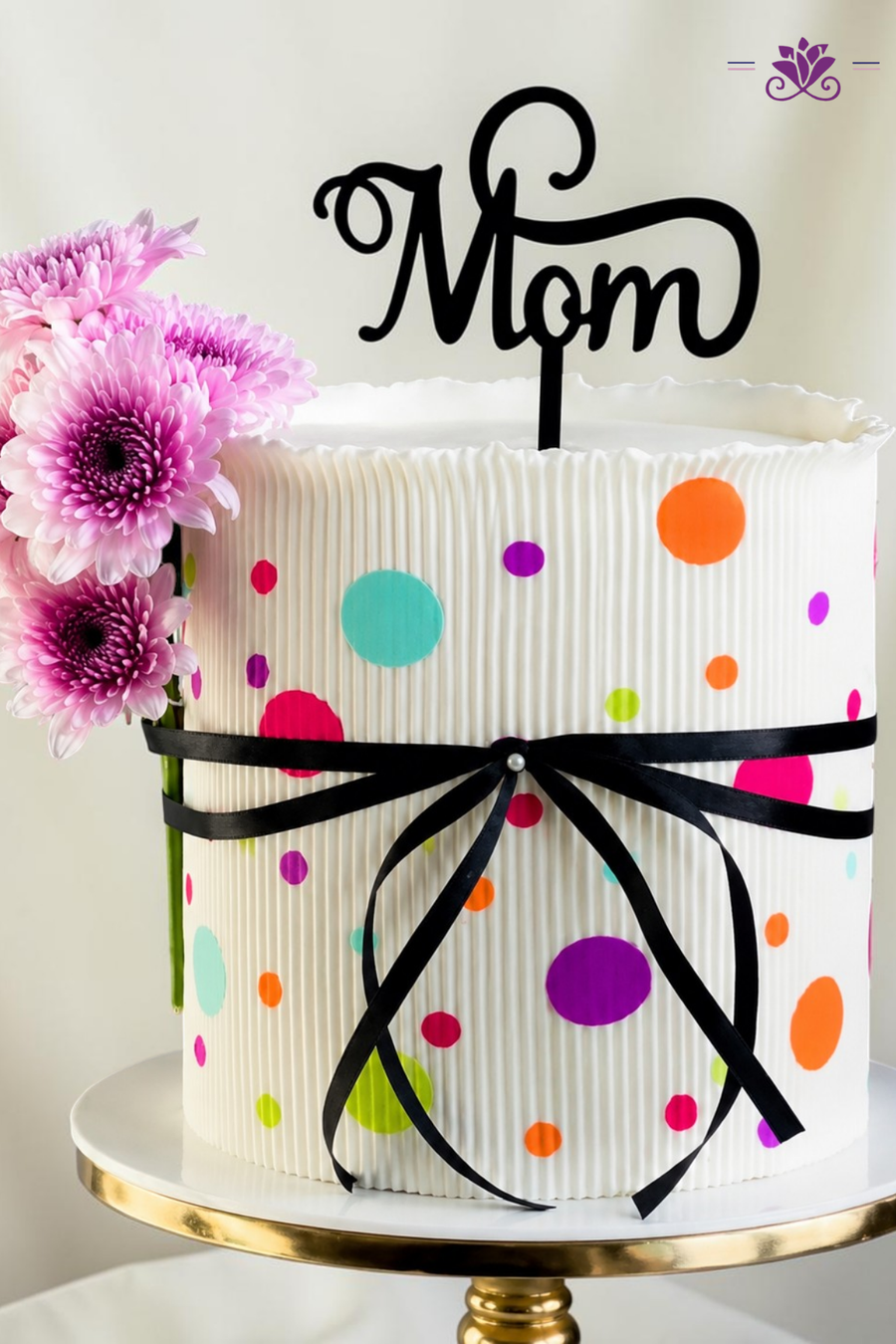 Beautiful White Textured Colorful Polka Dot  Cake For Mom