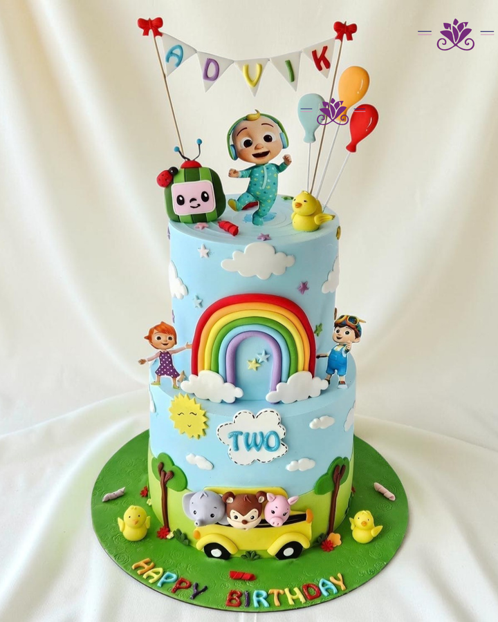 Luxury Cocomelon Rainbow Adventure Cake