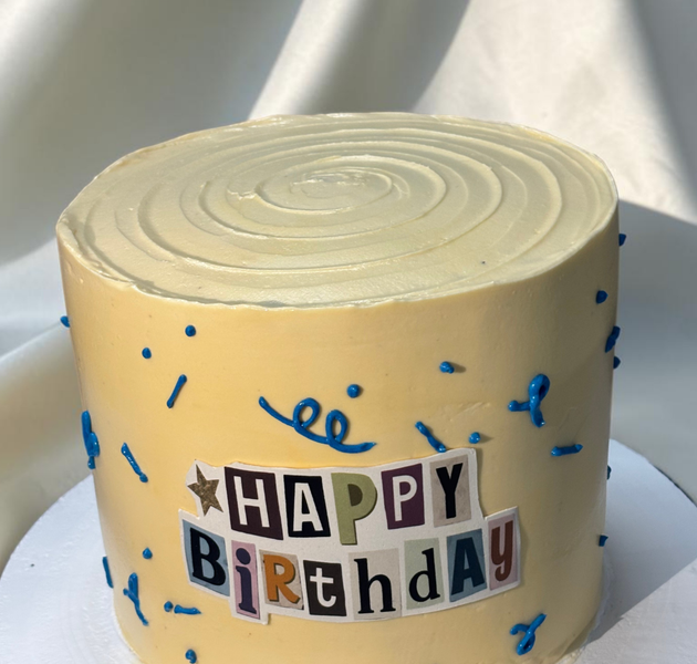 Cute cutout lettering minimalist birthday cake