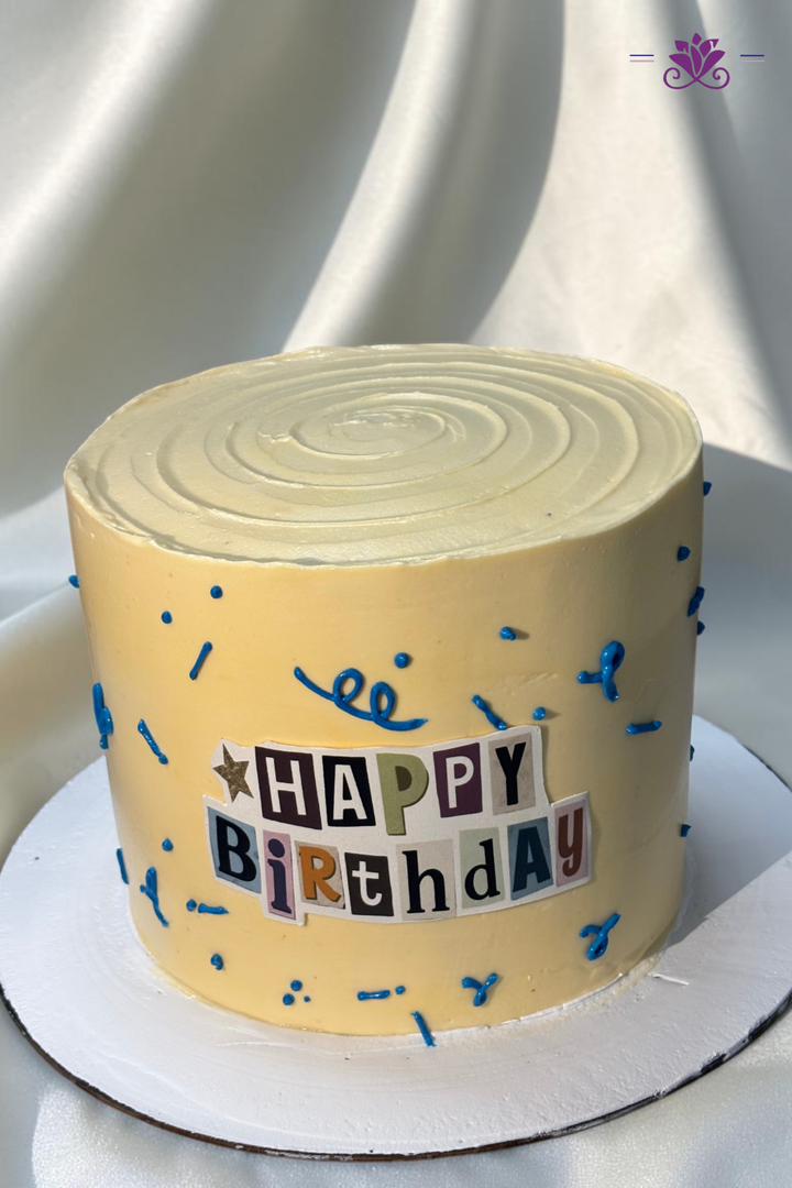 Cute cutout lettering minimalist birthday cake