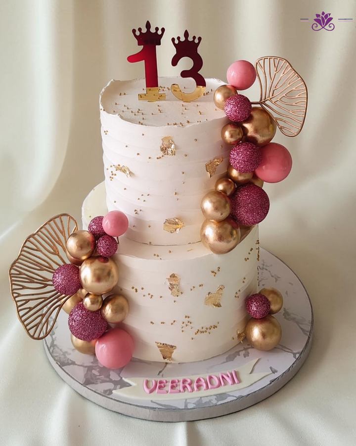 Elegant Blush pink and gold birthday cake