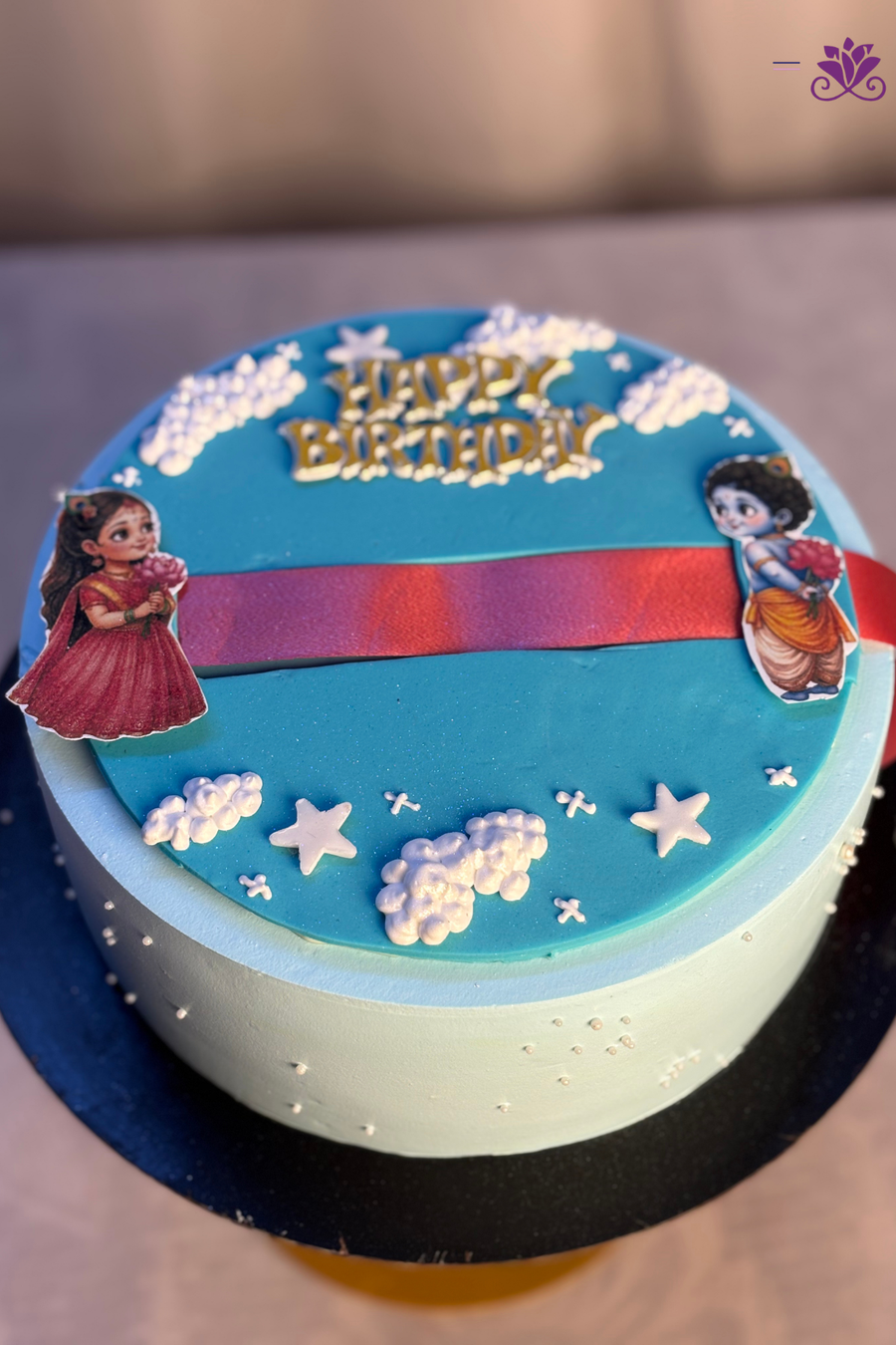 Little Radha Krishna Pull-Up Surprise Birthday Cake