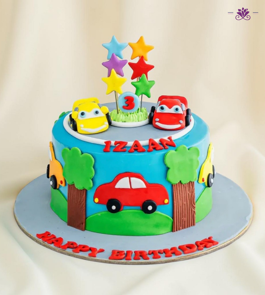 Cute Cars Theme Birthday Cake