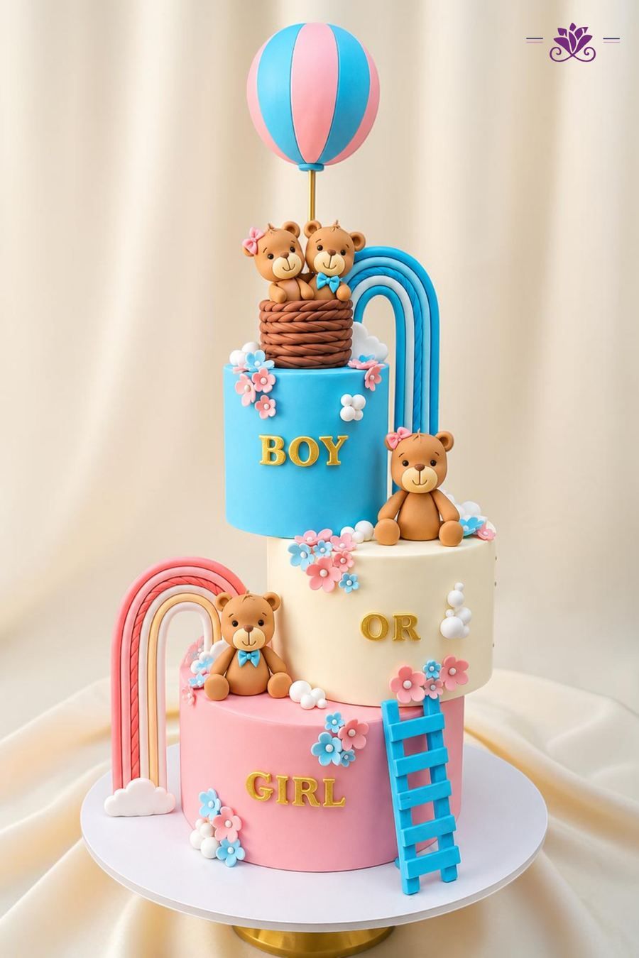 Teddy Bear Gender Reveal Theme Designer Cake
