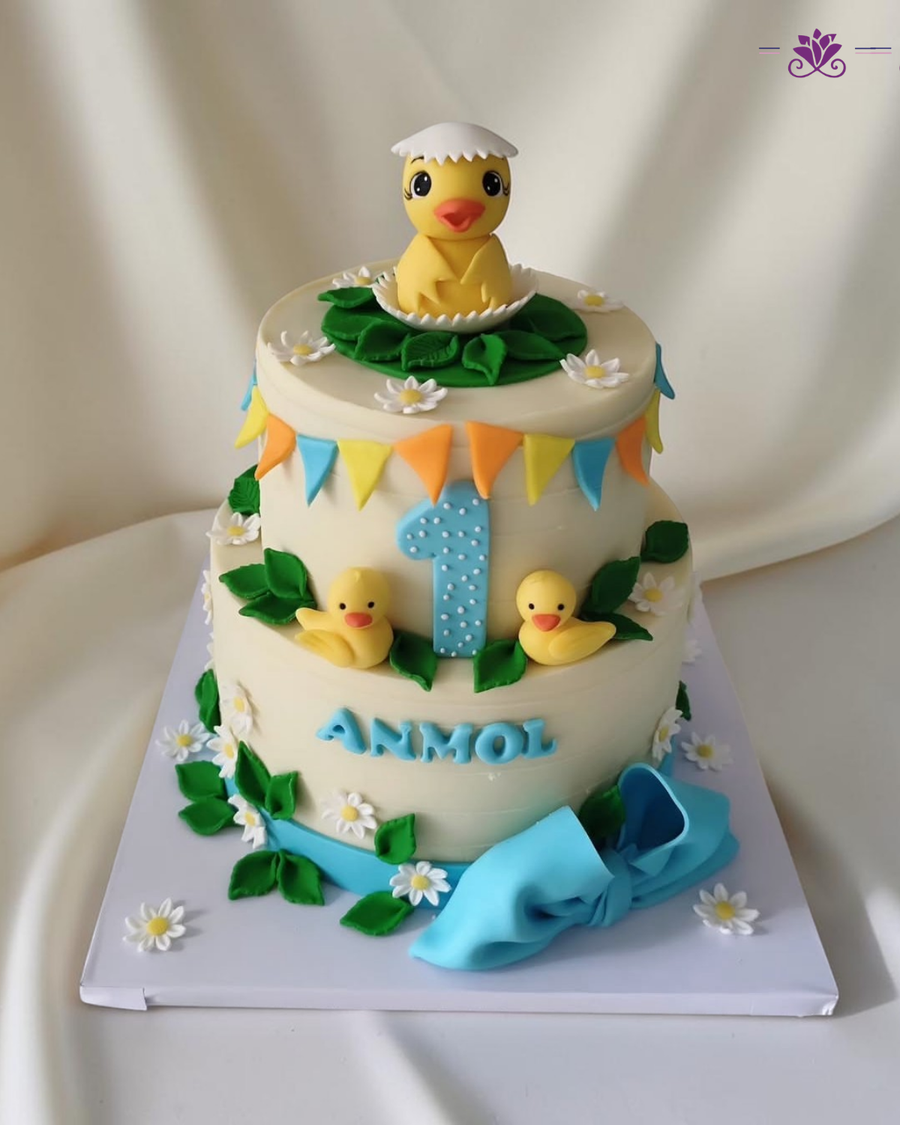 Cute Baby Chick 1st Birthday Cake