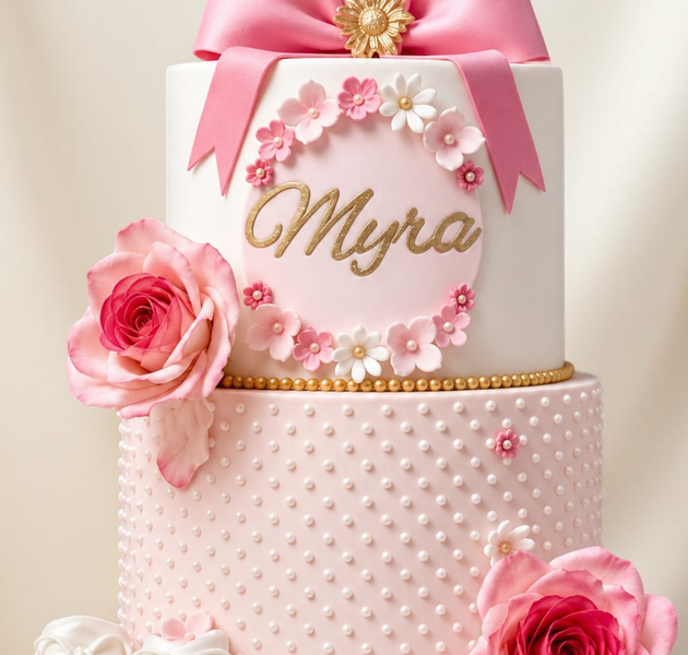 Beautiful Pink Baby Girl Theme Cake