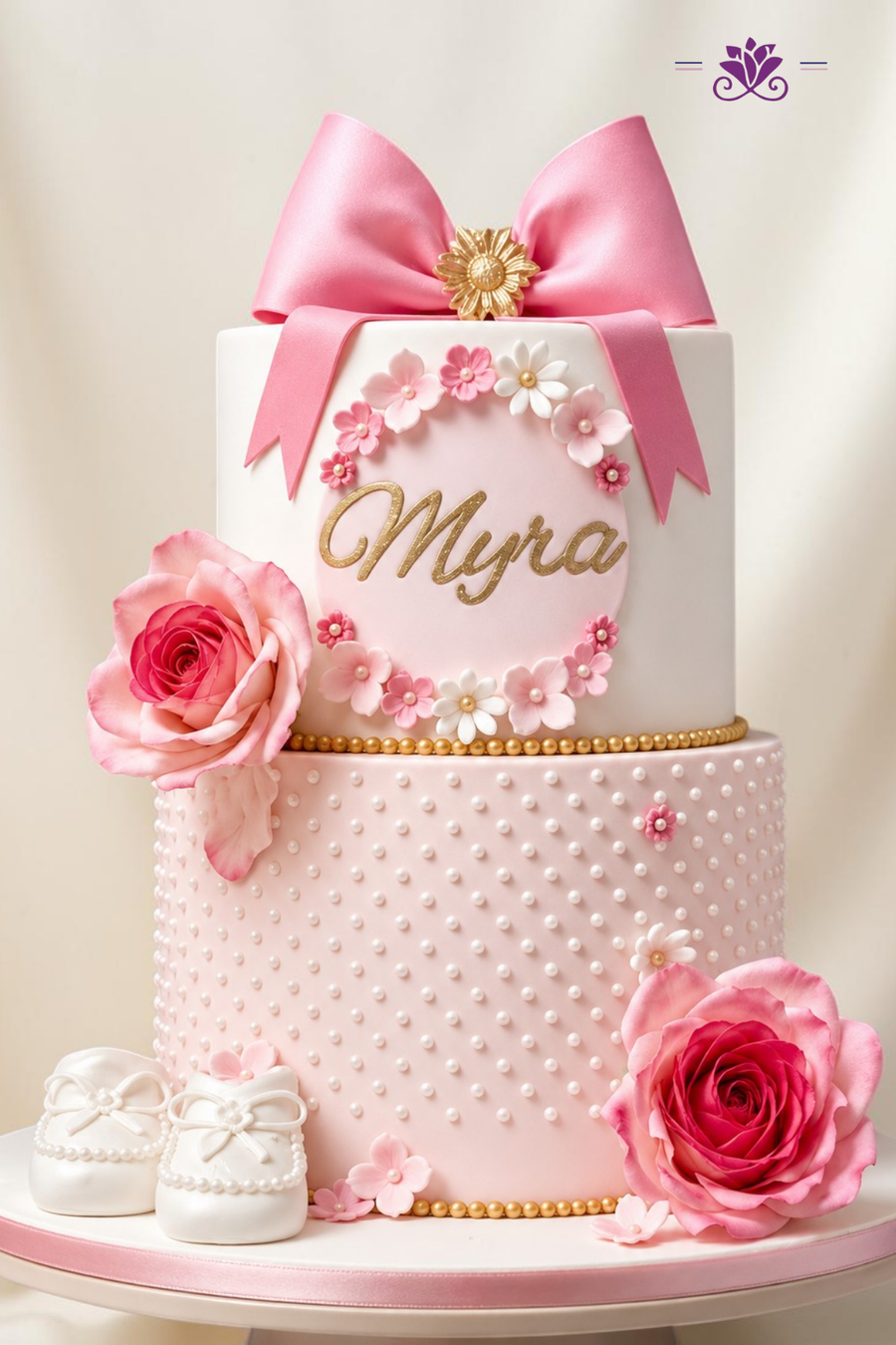 Beautiful Pink Baby Girl Theme Cake