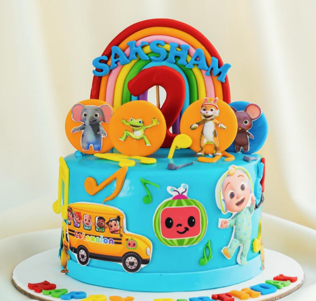 Cocomelon Rainbow Birthday Theme Cake