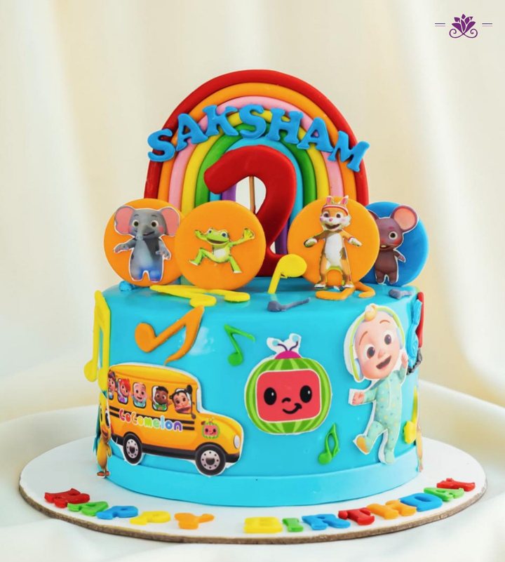 Cocomelon Rainbow Birthday Theme Cake