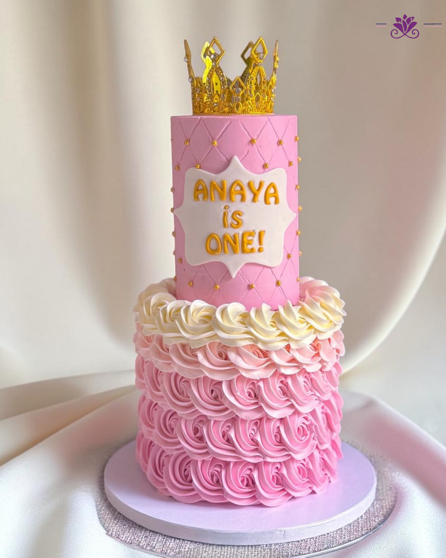 Royal Princess Crown Rosette Cake