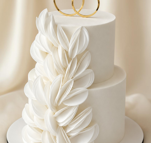 Luxury Petal Cascading Engagement Ring Cake