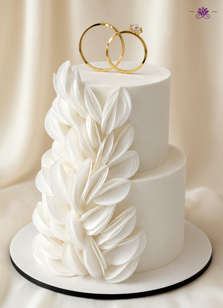 Luxury Petal Cascading Engagement Ring Cake
