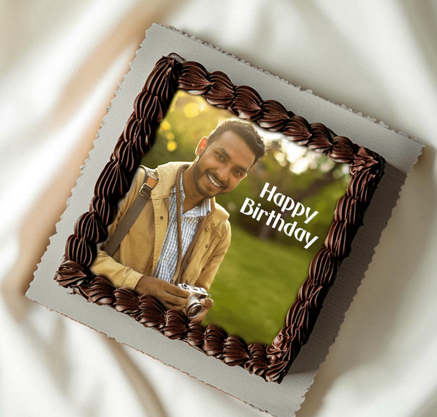 Customised Birthday Chocolate Truffle Photo Cake