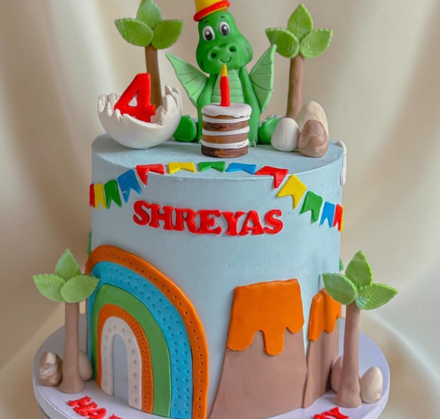 Dinosaur Adventure Rainbow  Birthday Cake