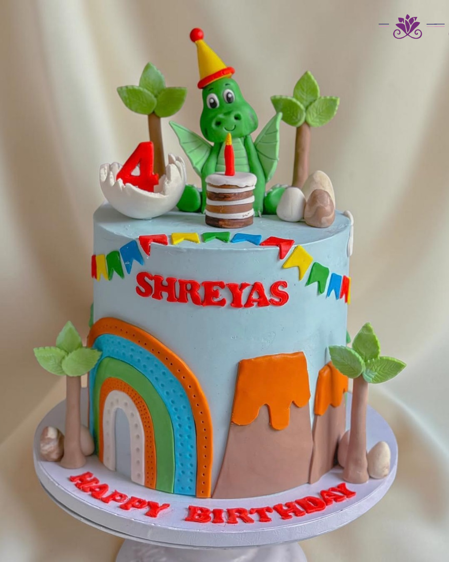 Dinosaur Adventure Rainbow  Birthday Cake