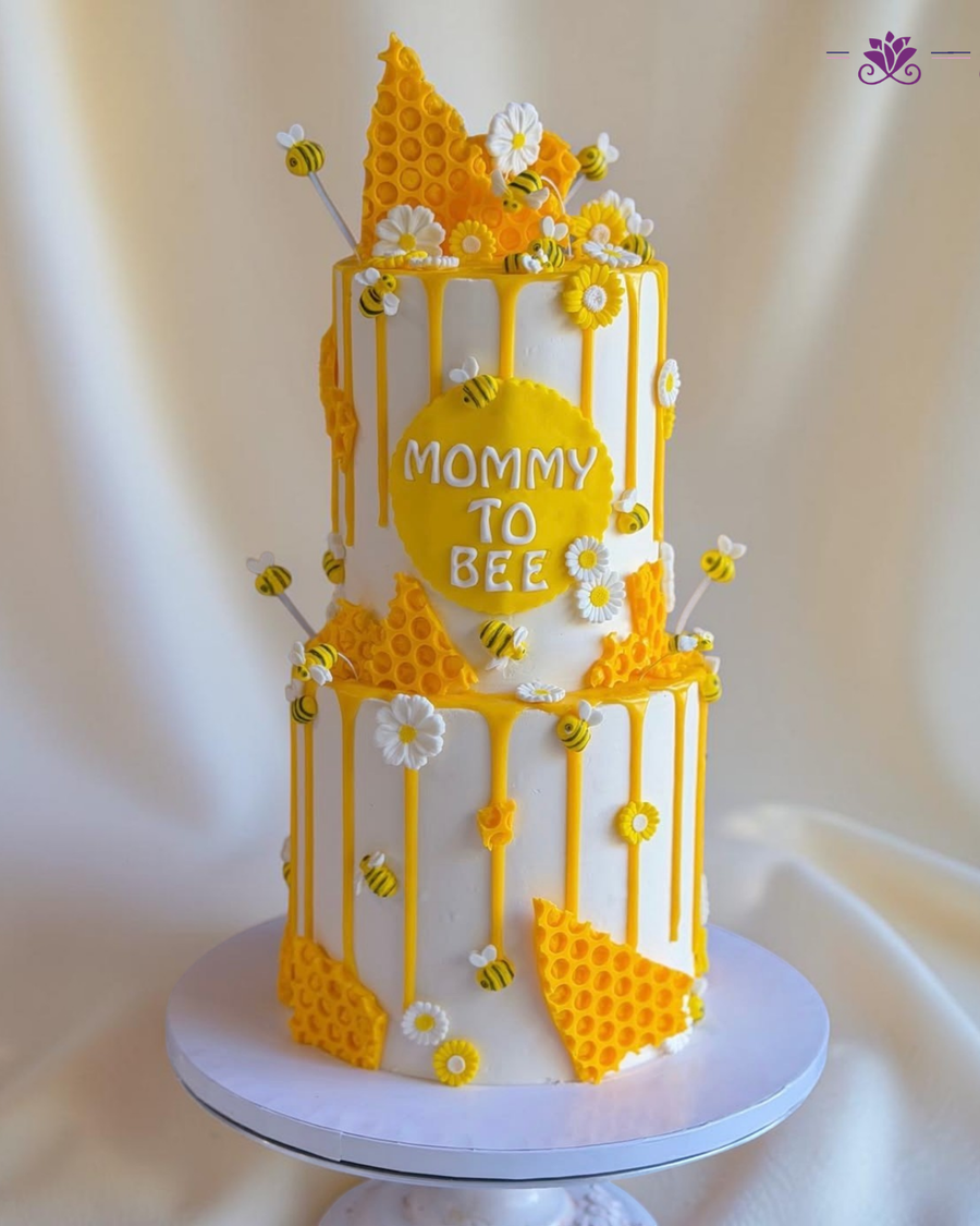Mommy to Bee Honey Comb Baby Shower Cake