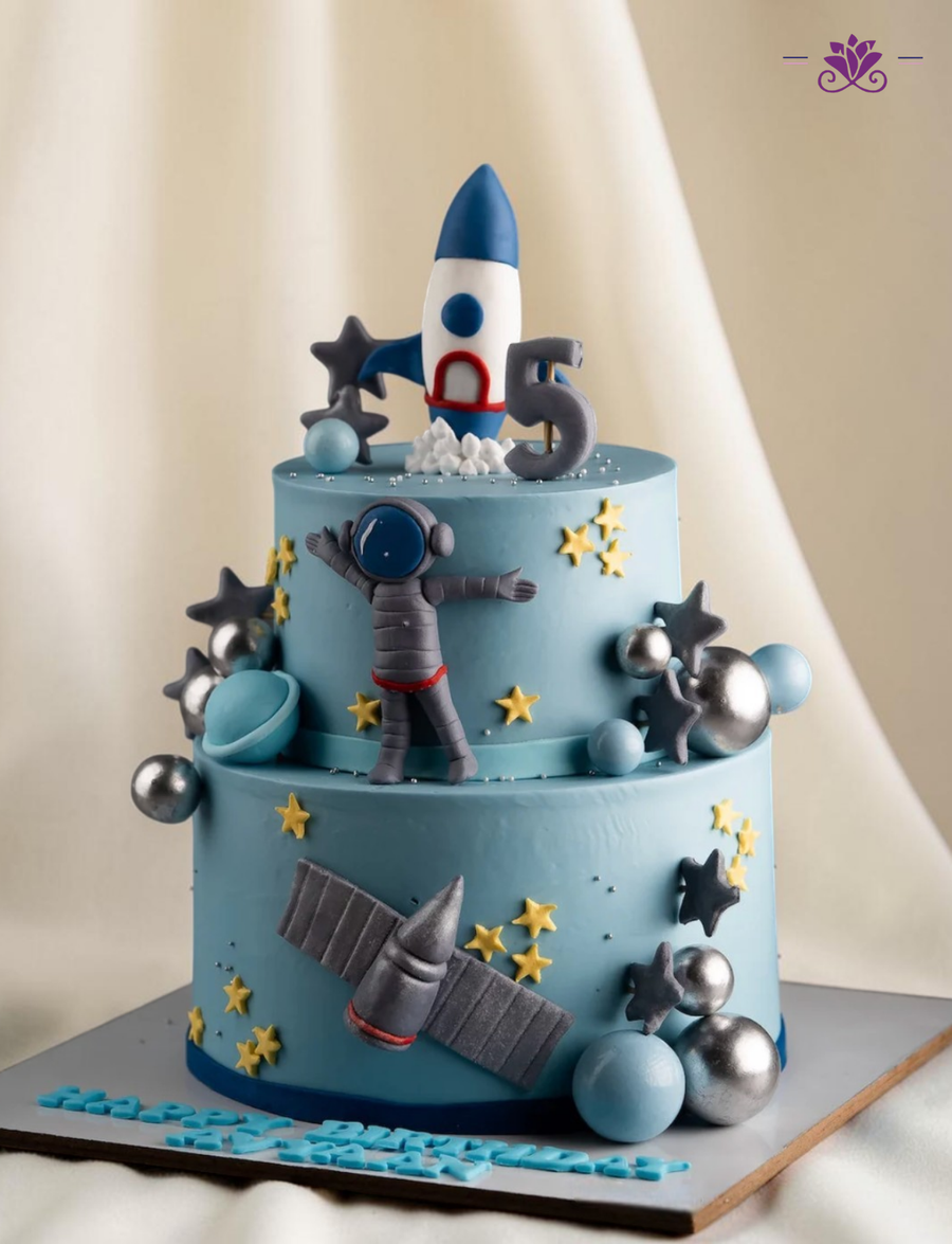 Space Adventure Astronaut Theme Two Tier Cake