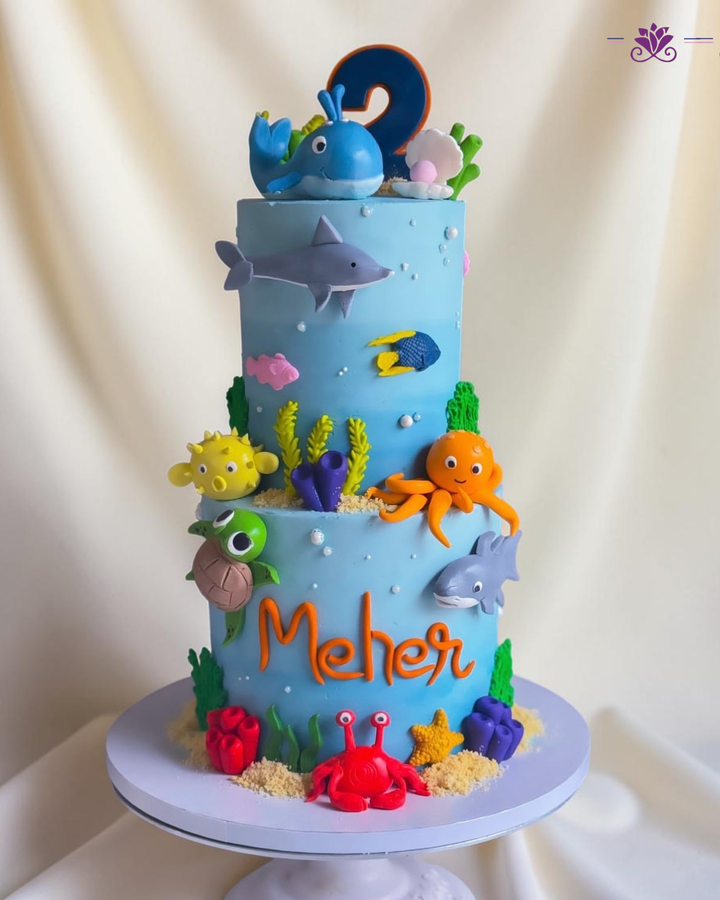 Colorful Sea Creatures  birthday cake