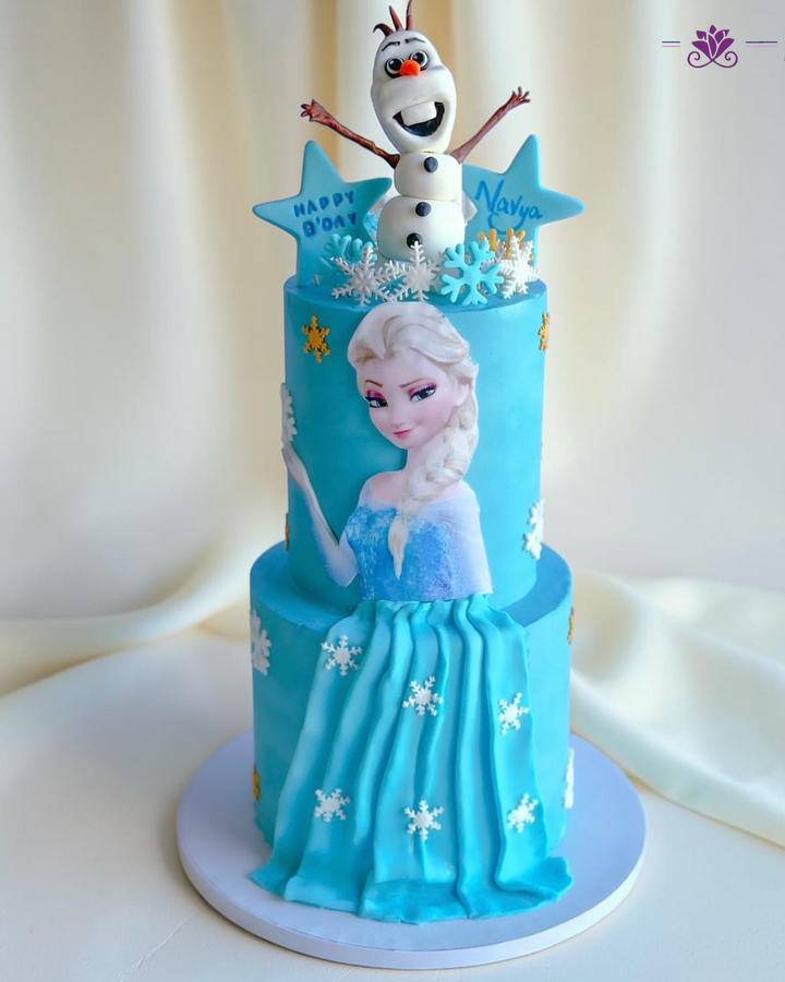 Stunning two-tier Frozen-themed birthday cake