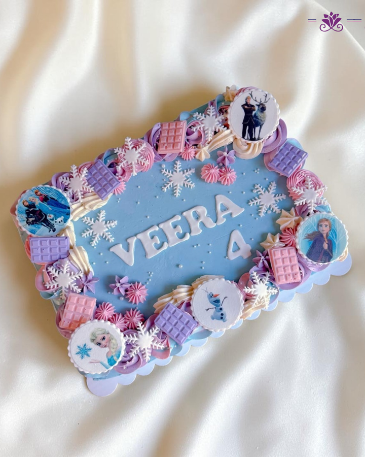 Elsa, Anna and Olaf,  Featuring Frozen-themed birthday cake