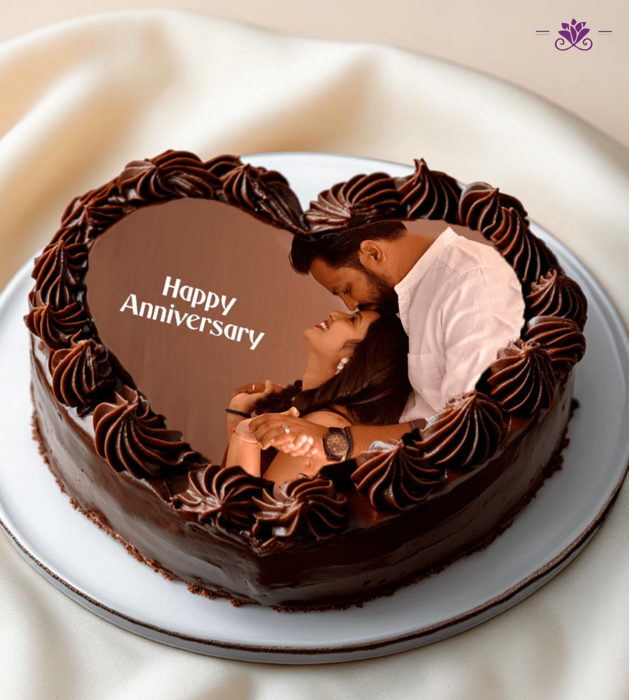 Heart Shaped Chocolate Truffle Photo Cake