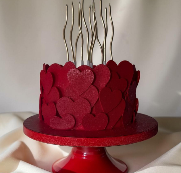 Luxury Red Hearts Celebration Cake