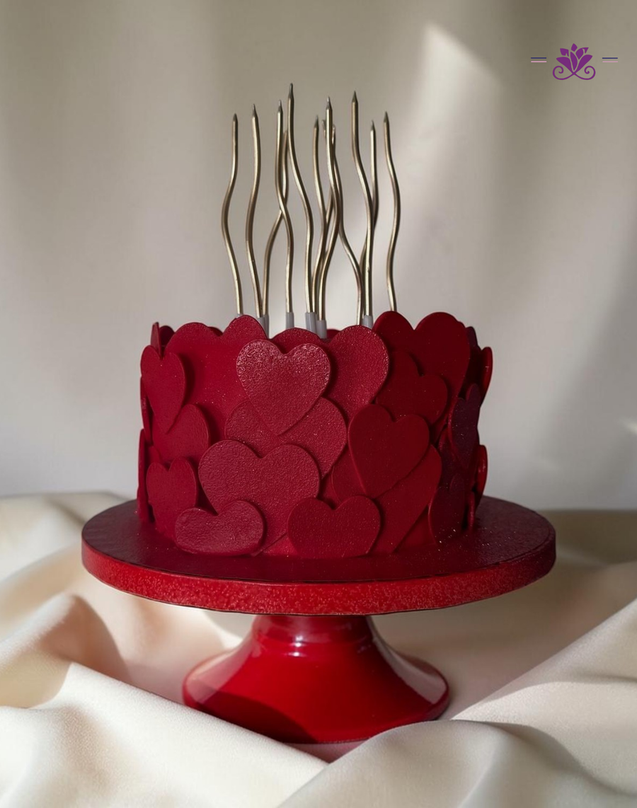 Luxury Red Hearts Celebration Cake