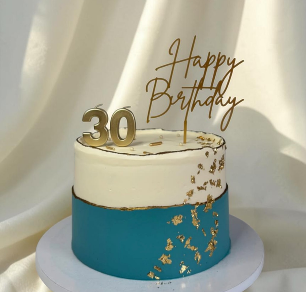 Elegant 30th Birthday Gold Foil Cake
