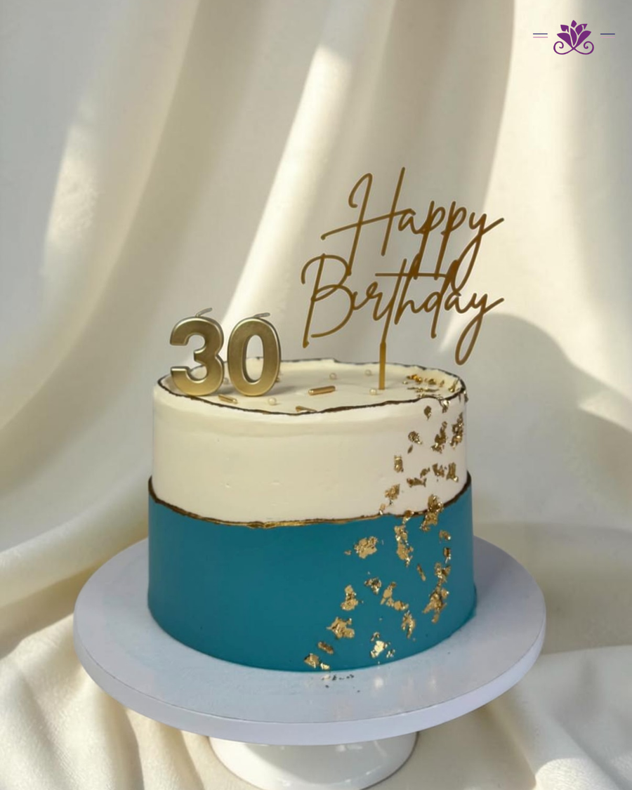 Elegant 30th Birthday Gold Foil Cake