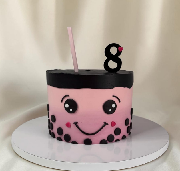 Bubble Tea Theme Birthday Cake