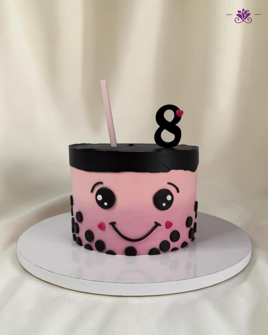 Bubble Tea Theme Birthday Cake