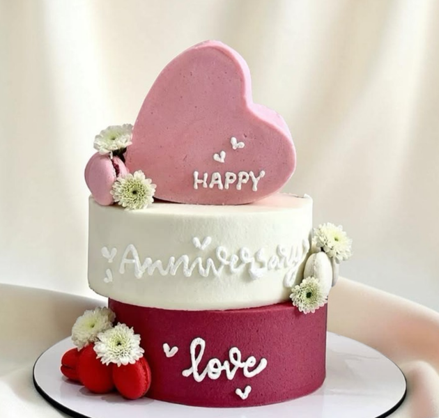 Elegant Pink Love Anniversary Cake