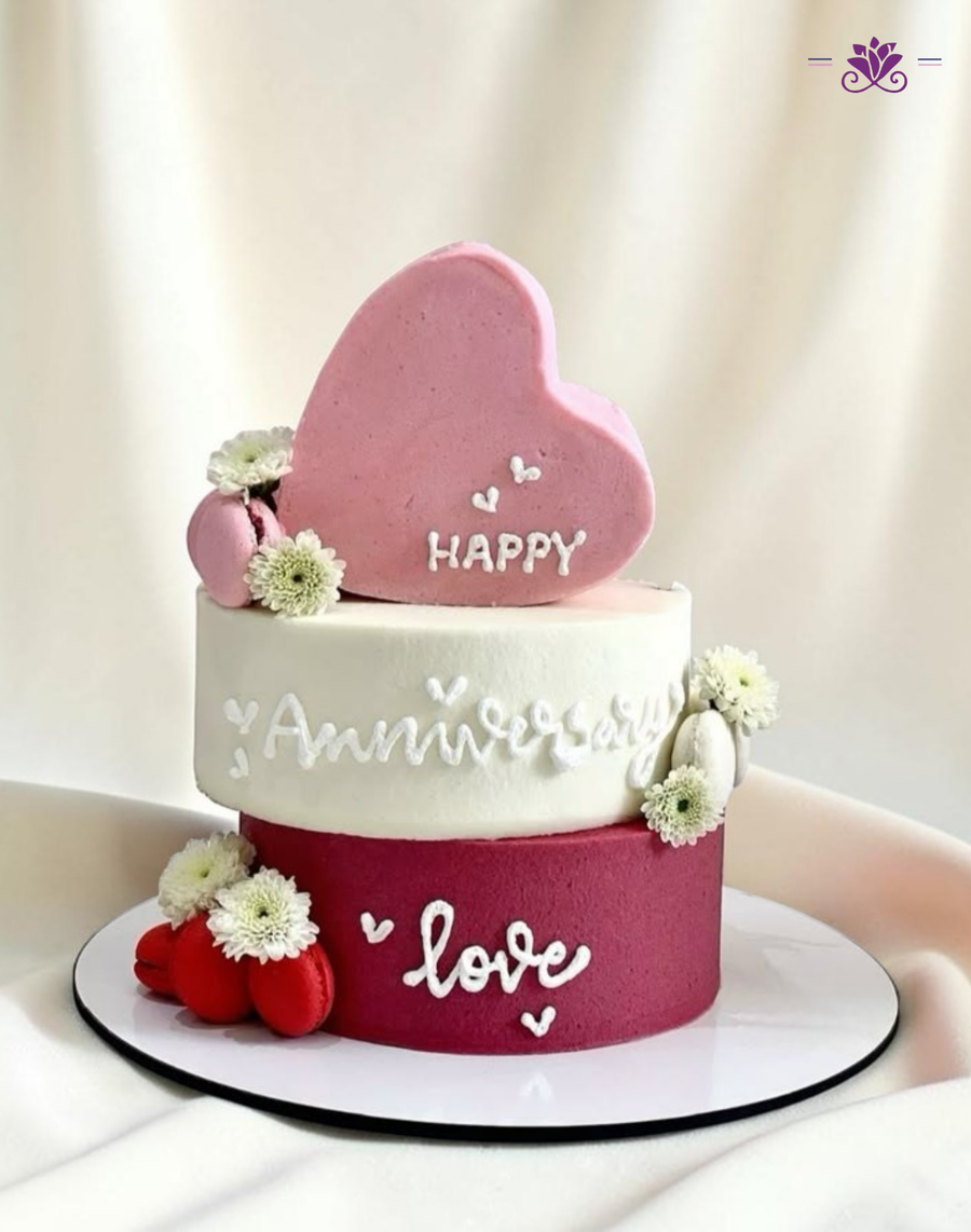 Elegant Pink Love Anniversary Cake