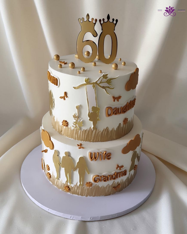Golden Family Tree 60th birthday Celebration cake