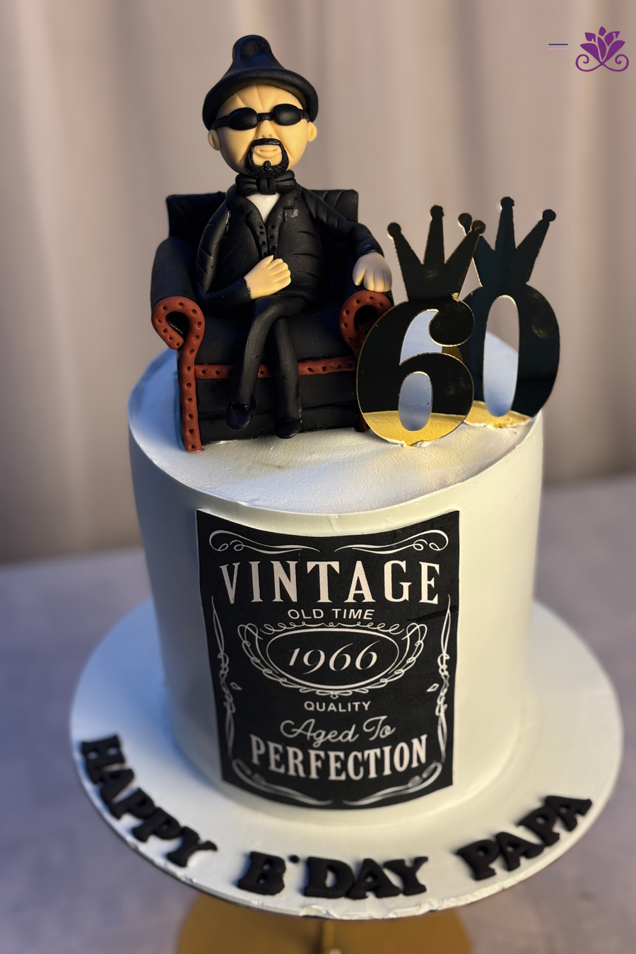 Vintage "Aged to Perfection" 60th Birthday Boss Chair Cake