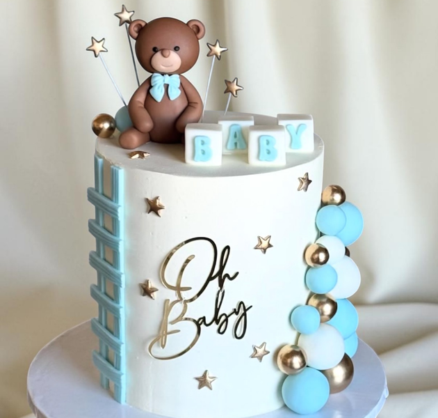 Oh Baby Teddy Bear Baby Shower Cake