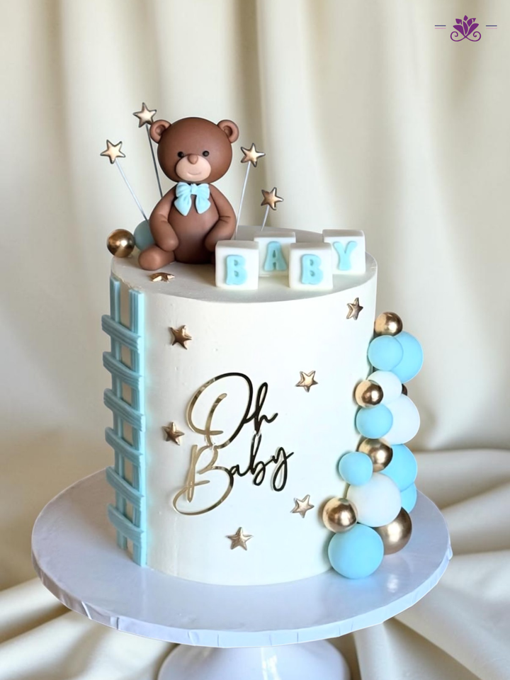 Oh Baby Teddy Bear Baby Shower Cake