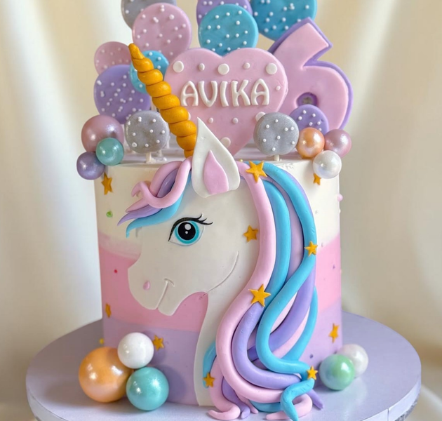 pastel unicorn birthday cake