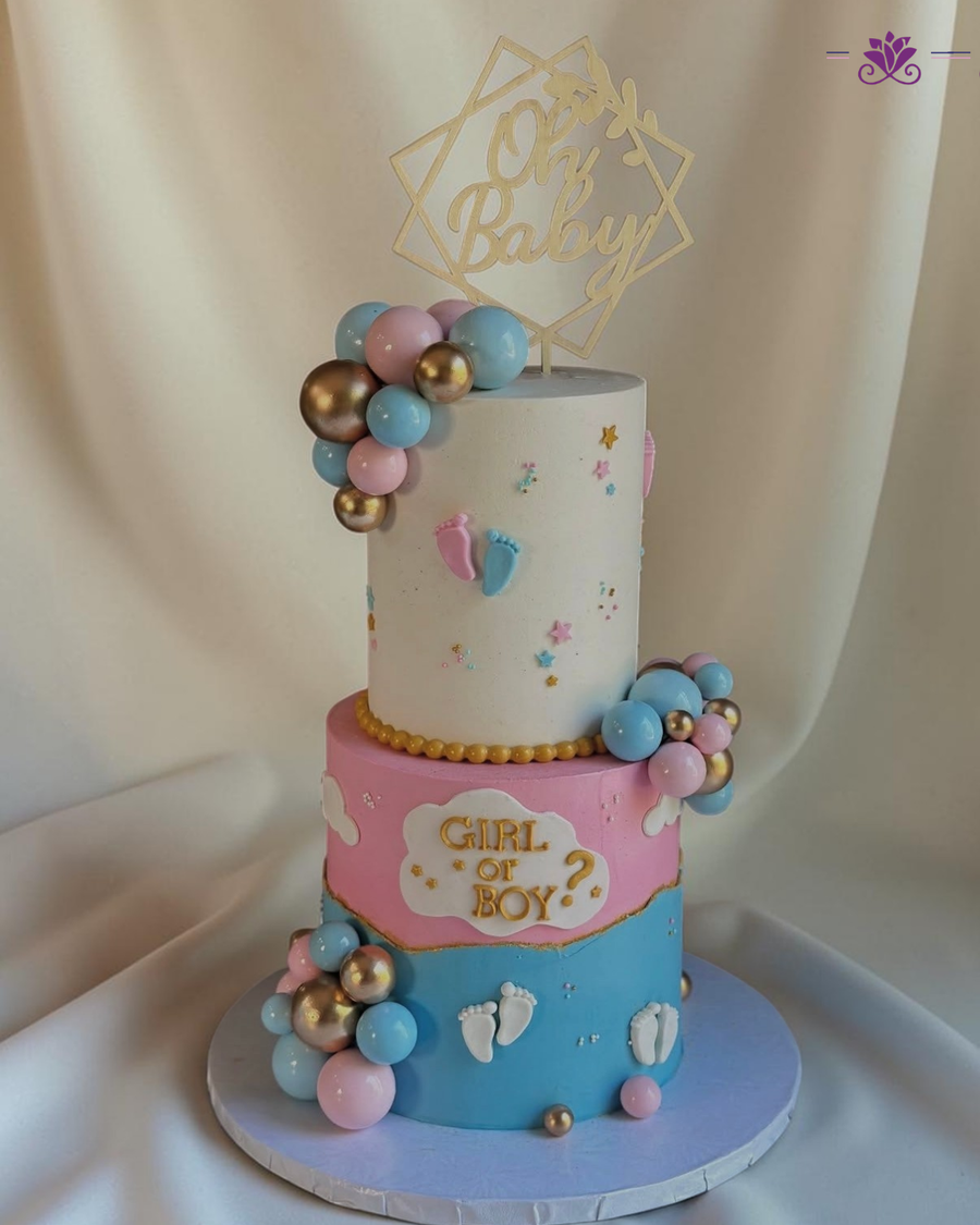 Beautiful gender reveal baby shower cake