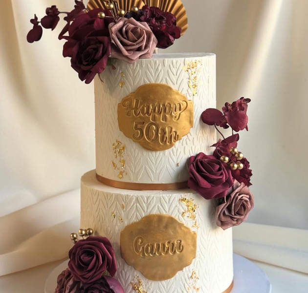 luxurious 50th anniversary celebration cake