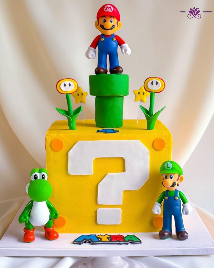Super Mario Question Block Birthday Cake