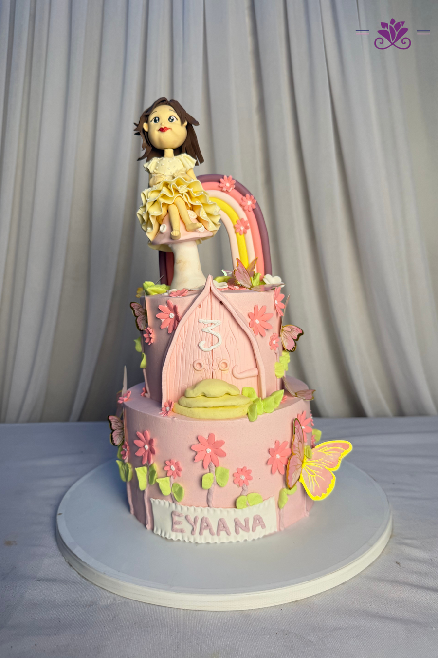 Handcrafted 3D Little Girl Seated on Mushroom Cake