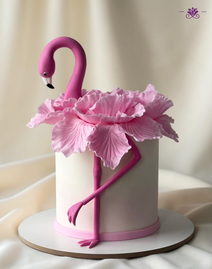 Elegant Flamingo Floral Designer Cake