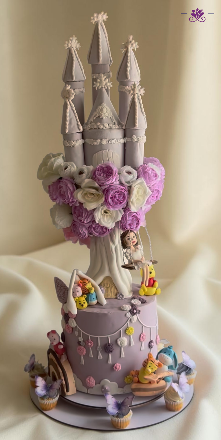 Anti Gravity Fairytale Princess Castle Cake with Floating Tree & Swing Design (Eggless Designer Cake)