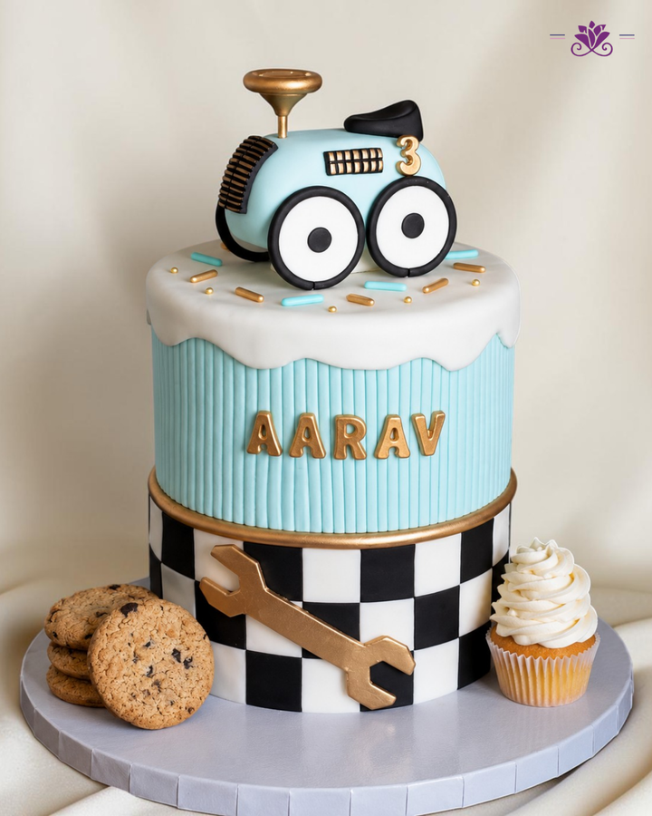 Little Mechanic Tractor Theme Birthday Cake