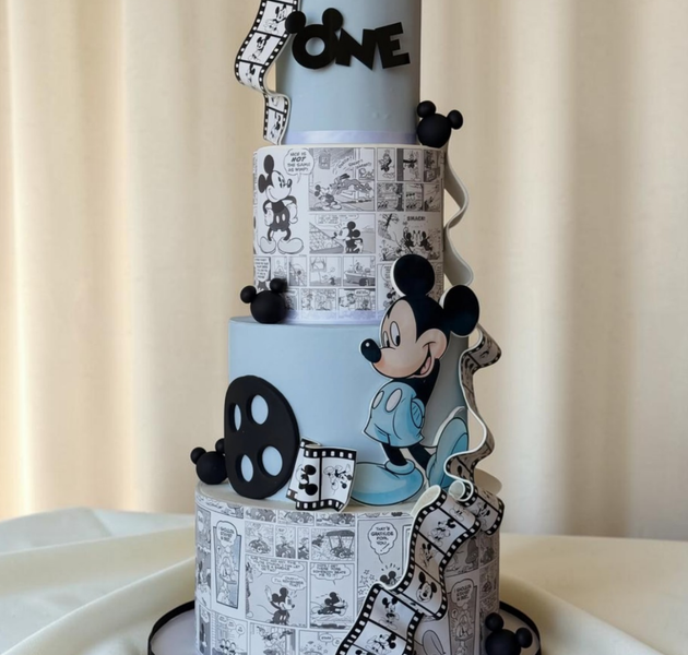 Luxury Mickey Mouse Comic Theme First Birthday Cake