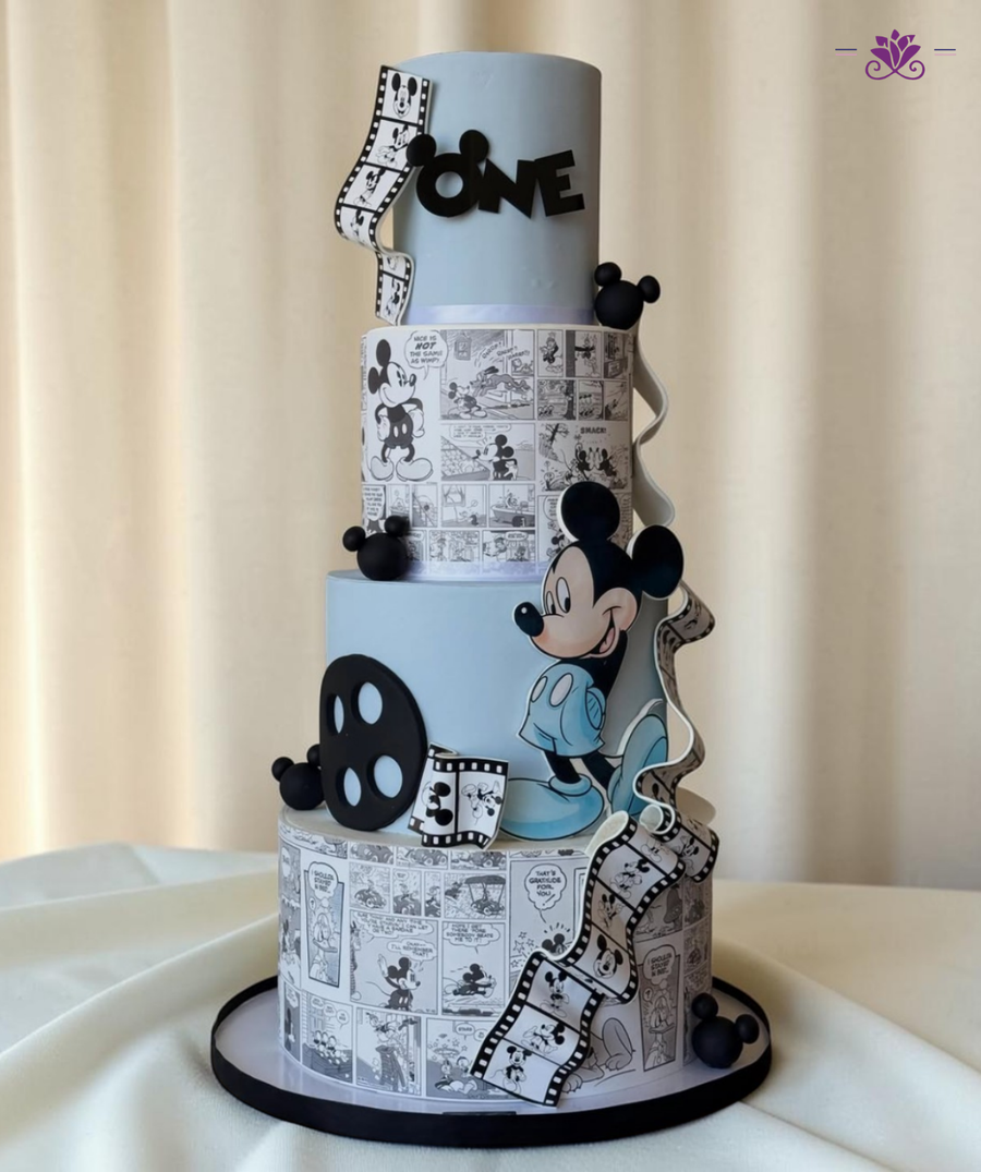 Luxury Mickey Mouse Comic Theme First Birthday Cake
