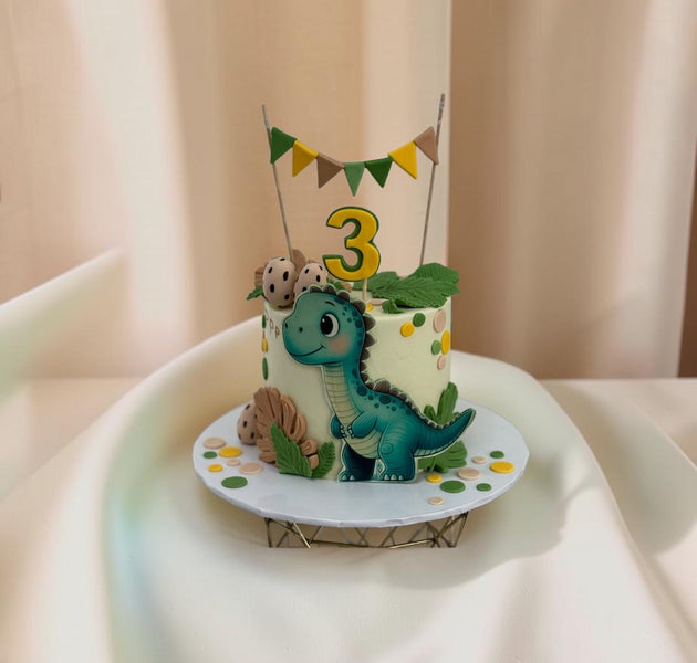Cute Dinosaur 3rd Birthday Theme Cake